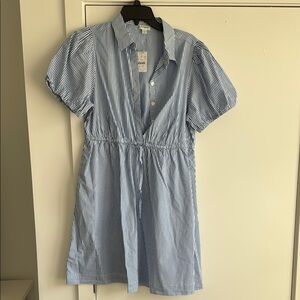 J. Crew Blue and White Pinstripe Dress